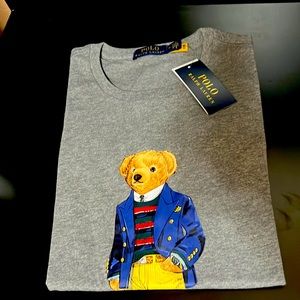 NEW Polo Ralph Lauren Gray Preppy College Bear Short Sleeve T Shirt